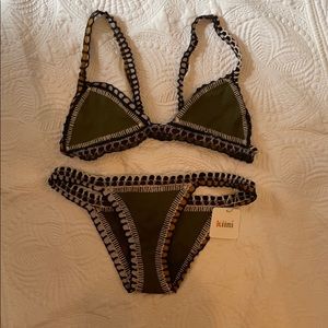 Kiini Wren Olive Green Bikini DD top NWT L bottom